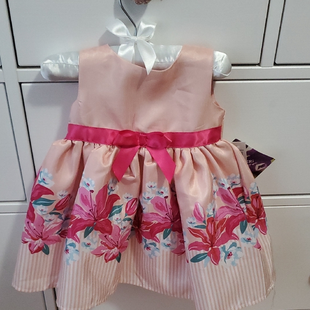 Pink Floral Baby Dress with Bow